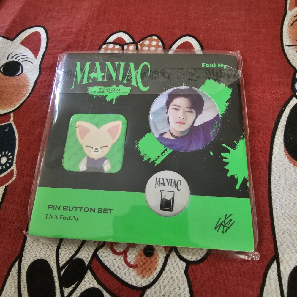 ❌️SOLD❌️ STRAY KIDS SKZOO I.N X FOX pin button set